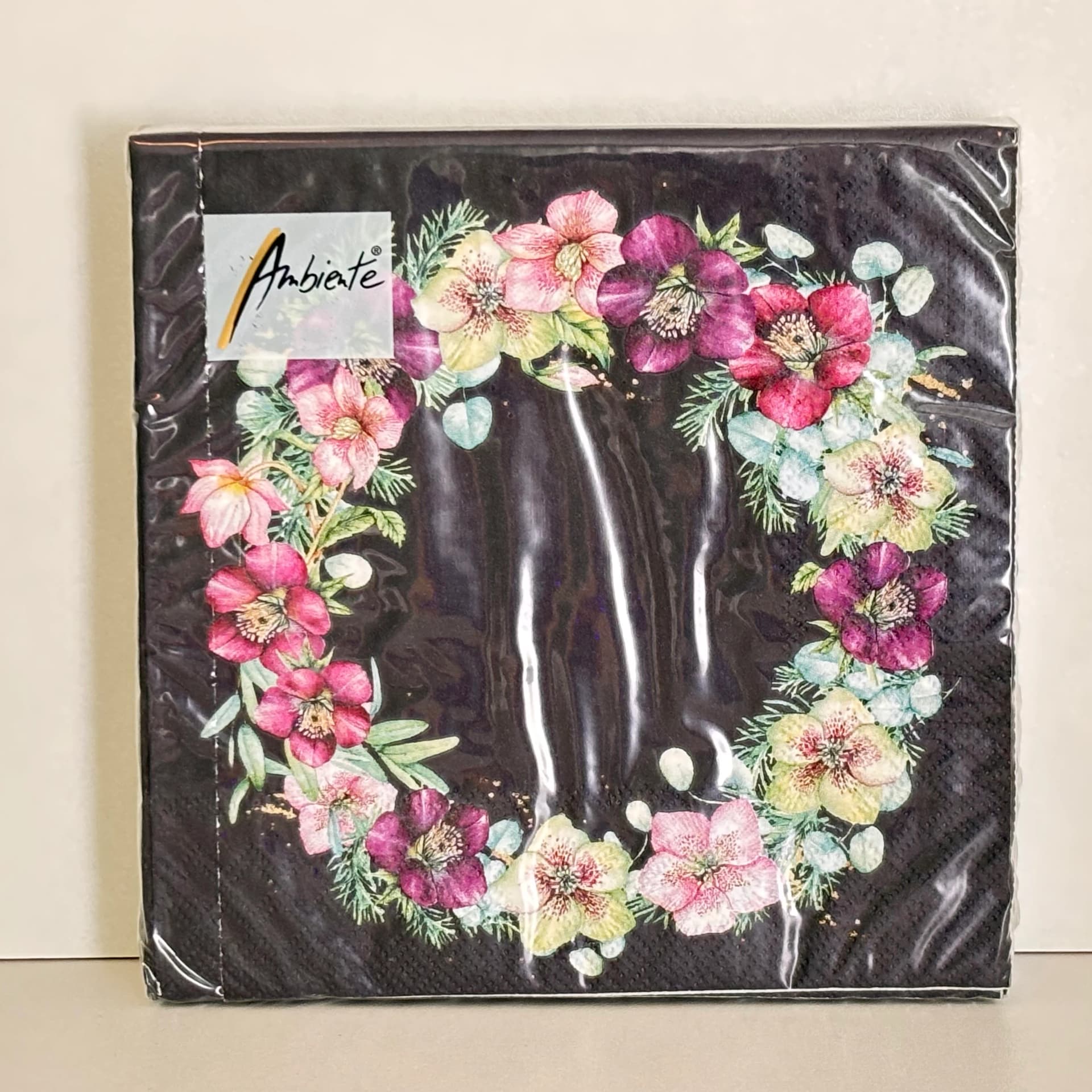 Servetten “Black Christmas Rose” Ambiente